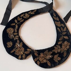 ZARA Accessories - Black Velvet Collar with Gold Embroidery